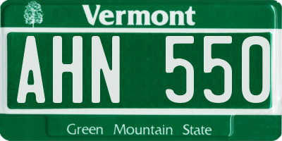 VT license plate AHN550