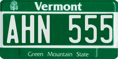 VT license plate AHN555