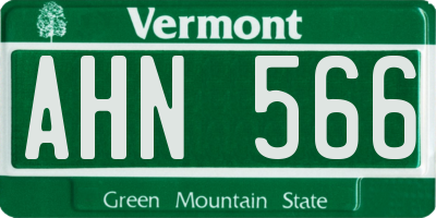 VT license plate AHN566
