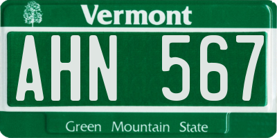 VT license plate AHN567