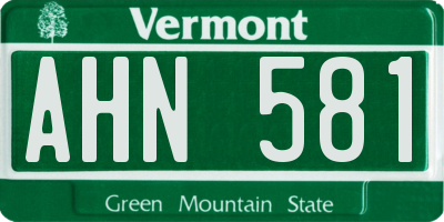VT license plate AHN581