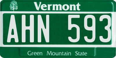 VT license plate AHN593