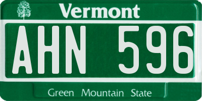 VT license plate AHN596