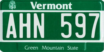 VT license plate AHN597