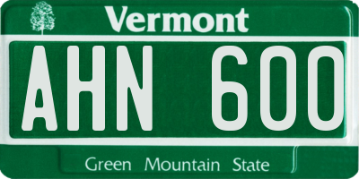 VT license plate AHN600