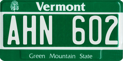 VT license plate AHN602