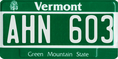 VT license plate AHN603