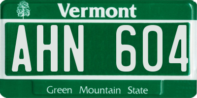 VT license plate AHN604