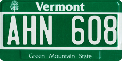 VT license plate AHN608