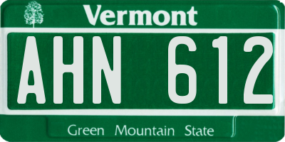 VT license plate AHN612