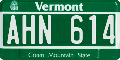 VT license plate AHN614