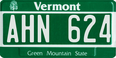 VT license plate AHN624