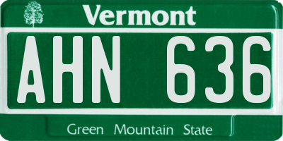 VT license plate AHN636