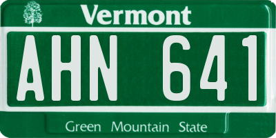 VT license plate AHN641