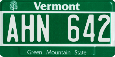 VT license plate AHN642