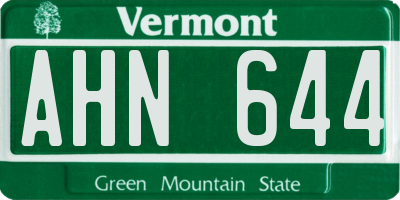 VT license plate AHN644