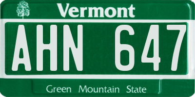 VT license plate AHN647