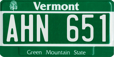 VT license plate AHN651