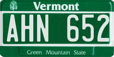 VT license plate AHN652