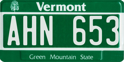 VT license plate AHN653