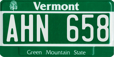 VT license plate AHN658