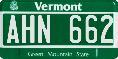 VT license plate AHN662