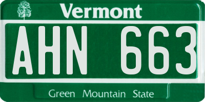 VT license plate AHN663