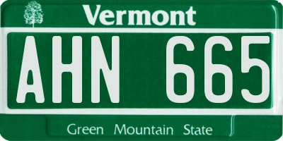 VT license plate AHN665