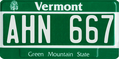 VT license plate AHN667