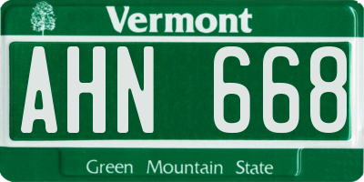 VT license plate AHN668