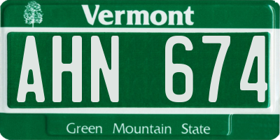 VT license plate AHN674