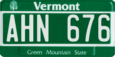 VT license plate AHN676