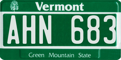 VT license plate AHN683