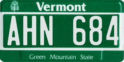 VT license plate AHN684