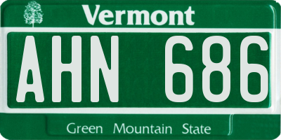 VT license plate AHN686