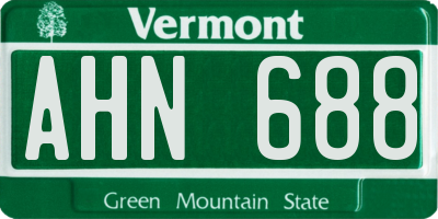 VT license plate AHN688