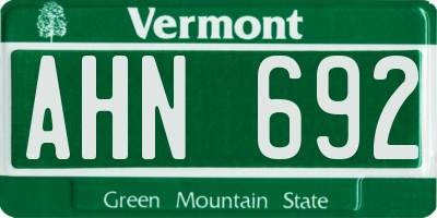 VT license plate AHN692