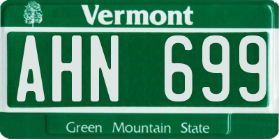 VT license plate AHN699