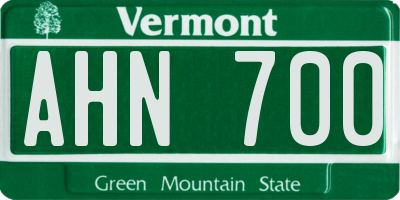 VT license plate AHN700