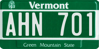VT license plate AHN701