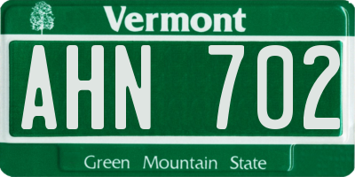 VT license plate AHN702