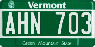 VT license plate AHN703