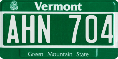 VT license plate AHN704