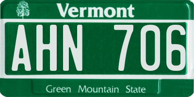 VT license plate AHN706