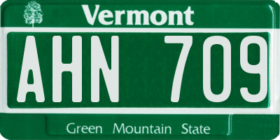 VT license plate AHN709