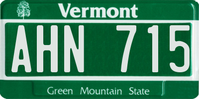 VT license plate AHN715