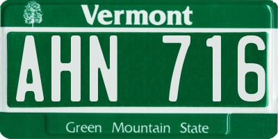 VT license plate AHN716