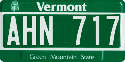 VT license plate AHN717