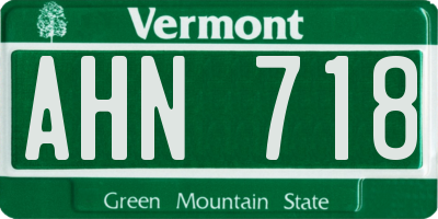 VT license plate AHN718