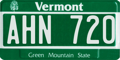 VT license plate AHN720